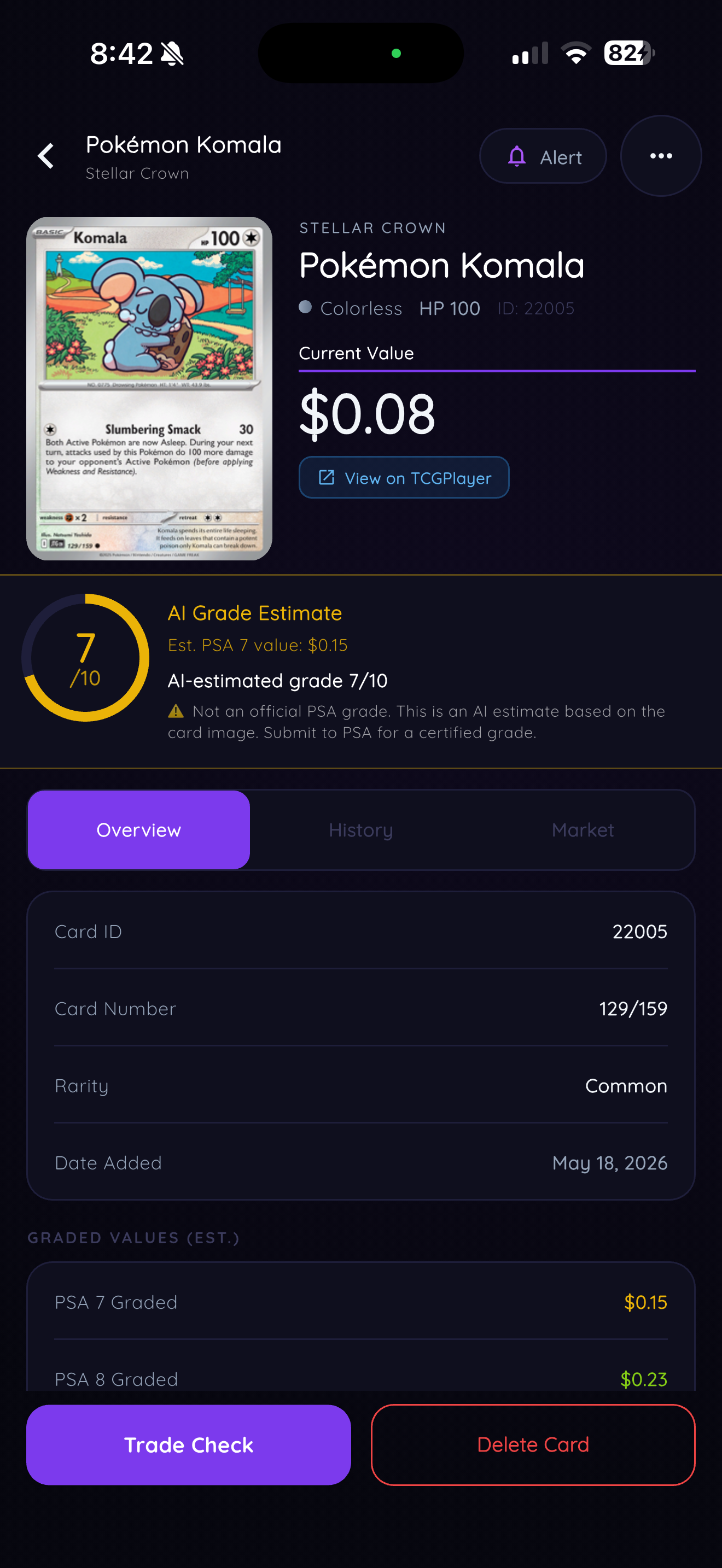 PokéVault AI grading screen