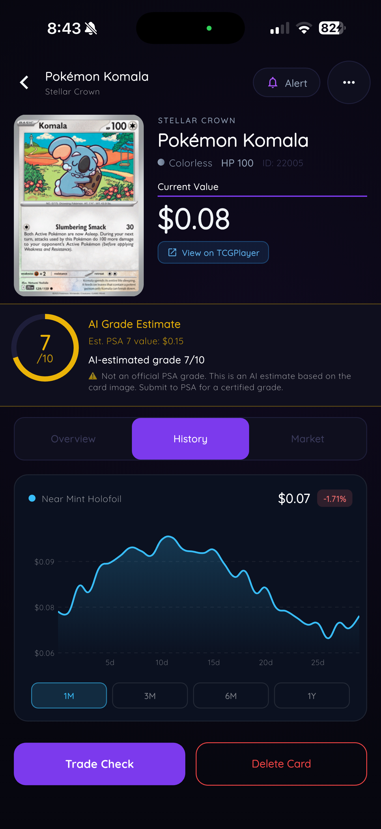 PokéVault market screen