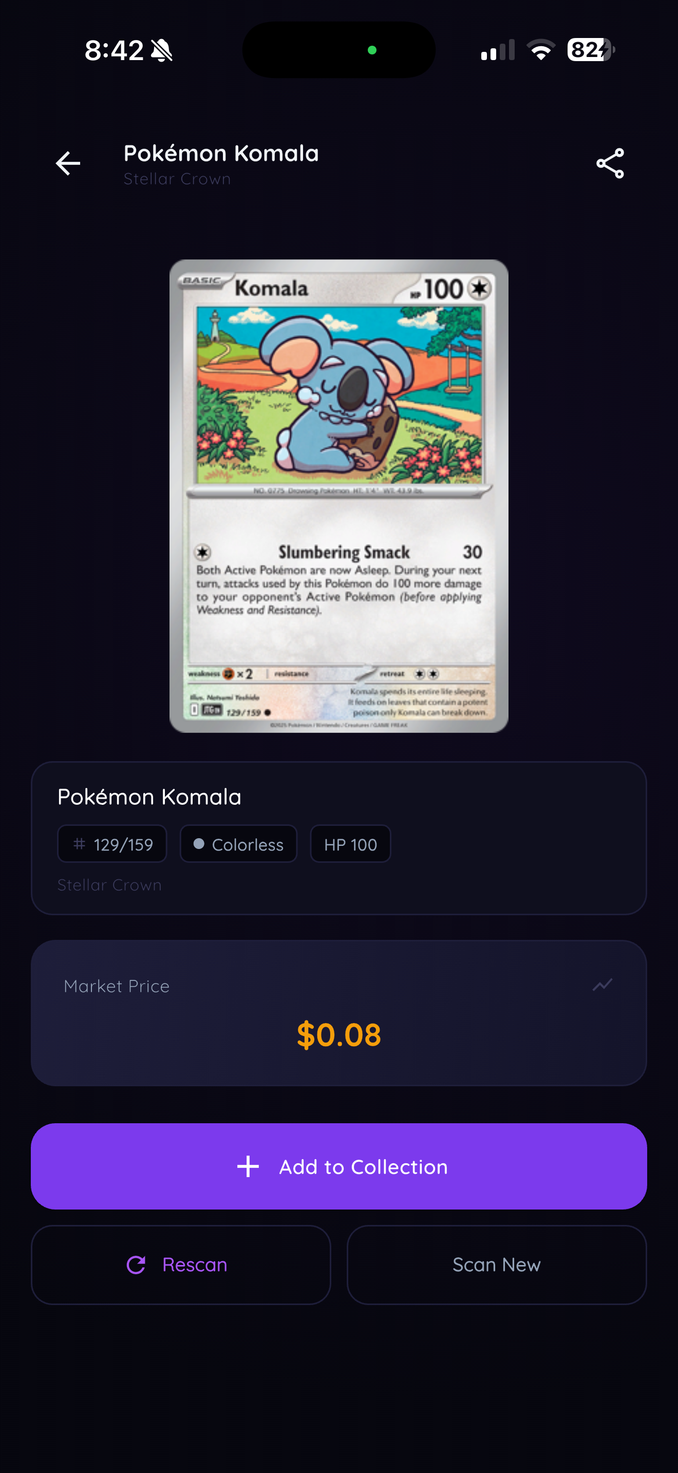 PokéVault scan screen